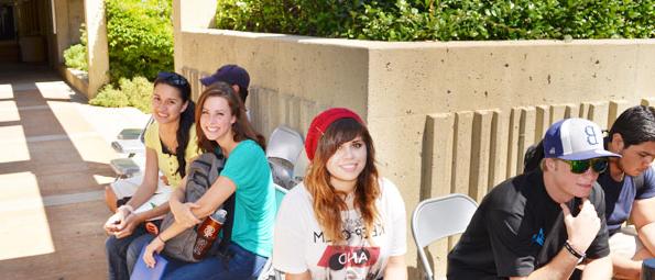 Students sitting outside